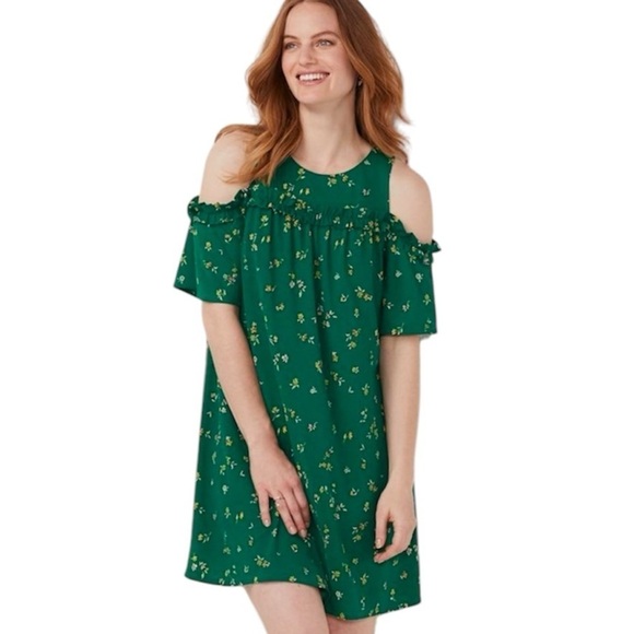 LC Lauren Conrad Cold Shoulder Green Floral Dress XXL Spring Irish - Picture 1 of 5